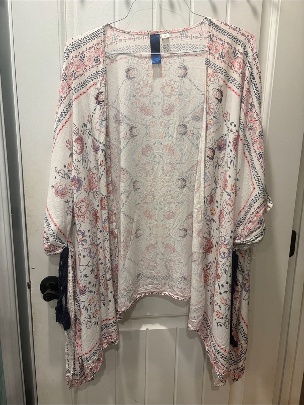 Blue Rain floral open-front boho kimono cardigan small/xsmall